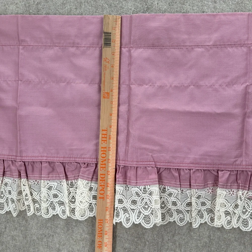 VTG Sears Mauve Pink Ruffled Lace Trim‎ Window Valance Panel Made in USA 17X79